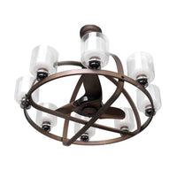 LAMPADARIO CON VENTILATORE AD 8 LUCI 86 X 84 CM COLORE BRONZO
