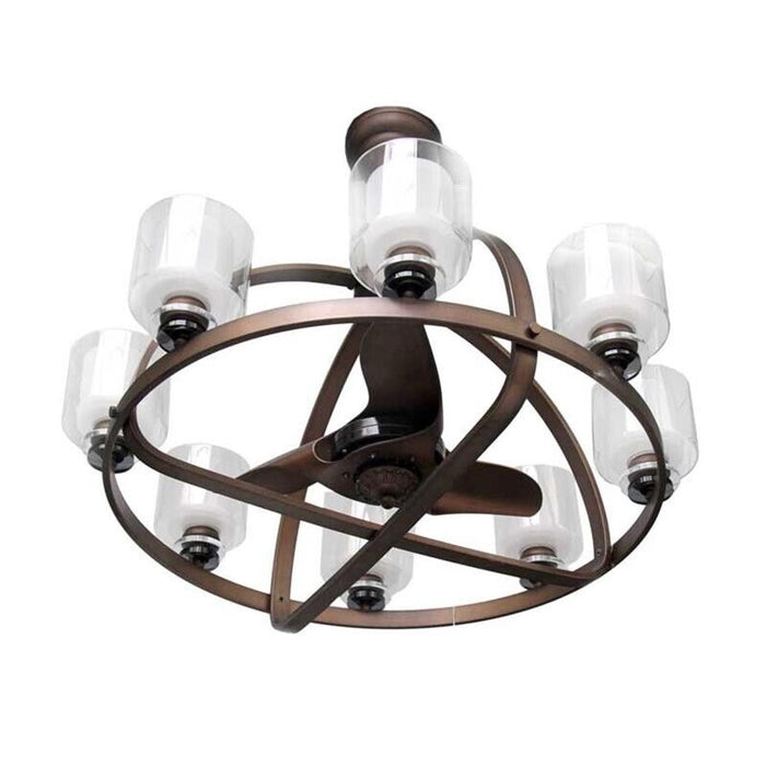LAMPADARIO CON VENTILATORE AD 8 LUCI 86 X 84 CM COLORE BRONZO