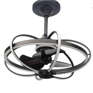 LAMPADARIO CON VENTILATORE E LUCE A LED CON TELECOMANDO 86 X 84CM COLORE NERO