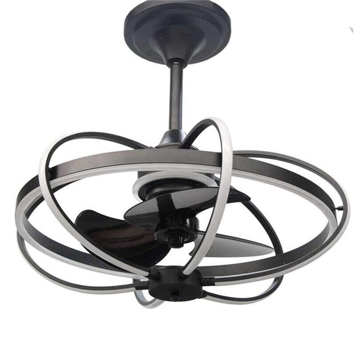 LAMPADARIO CON VENTILATORE E LUCE A LED CON TELECOMANDO 86 X 84CM COLORE NERO