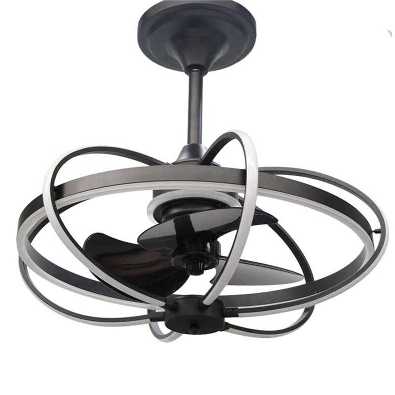 LAMPADARIO CON VENTILATORE E LUCE A LED CON TELECOMANDO 86 X 84CM COLORE NERO