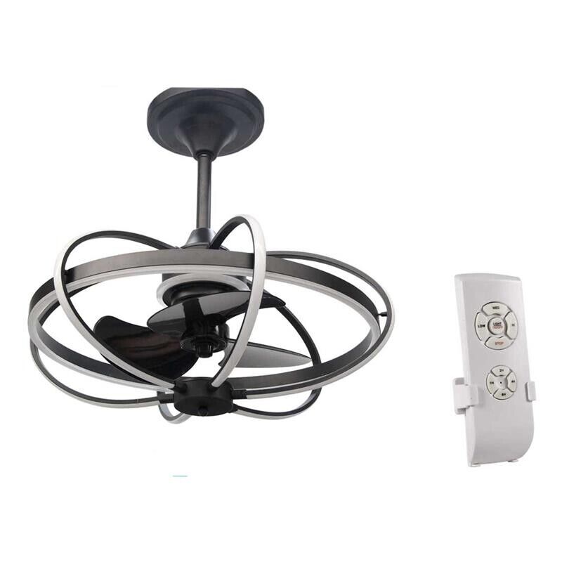 LAMPADARIO CON VENTILATORE E LUCE A LED CON TELECOMANDO 86 X 84CM COLORE NERO