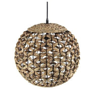 LAMPADARIO TONDO INTRECCIATO IN LEGNO NATURALE 40 CM