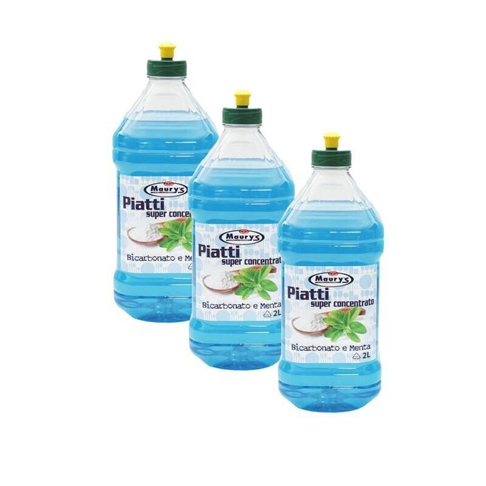KIT SET 3 PZ MAURY'S DETERSIVO CONCENTRATO PER PIATTI BICARBONATO E MENTA 2 LT