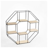 BACHECA DA PARETE STILE INDUSTRIAL OTTAGONALE A 7 RIPIANI 60X12X60CM