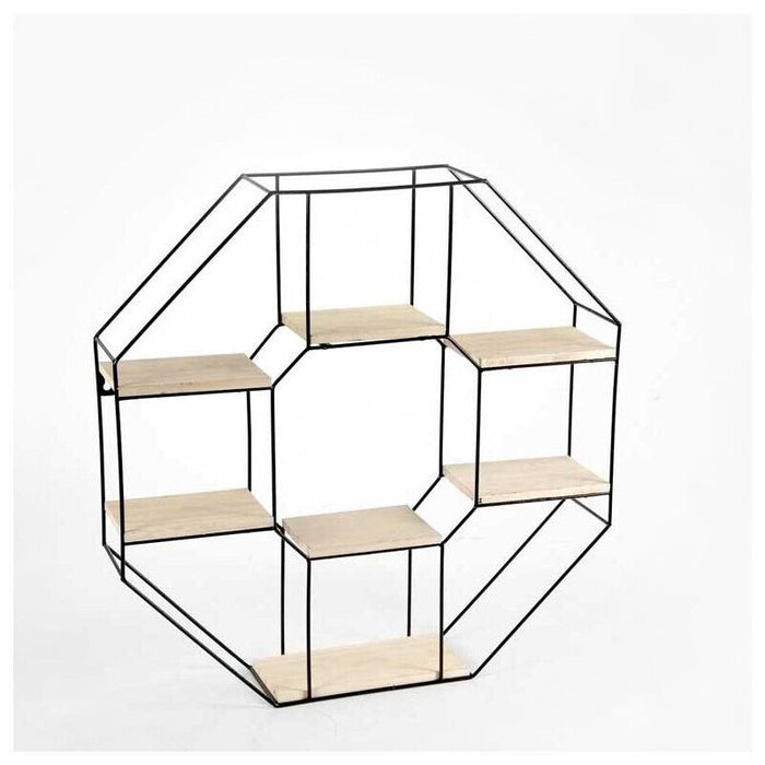BACHECA DA PARETE STILE INDUSTRIAL OTTAGONALE A 7 RIPIANI 60X12X60CM