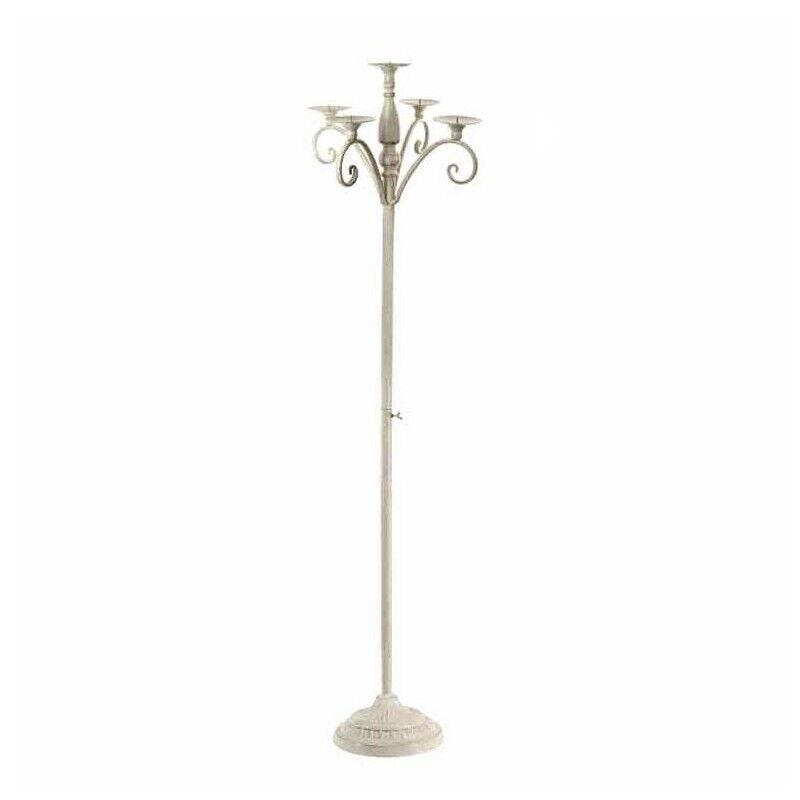 PIANTANA A CANDELABRO CON 5LUCI 37X37X15 CM IN METALLO BIANCO SHABBY
