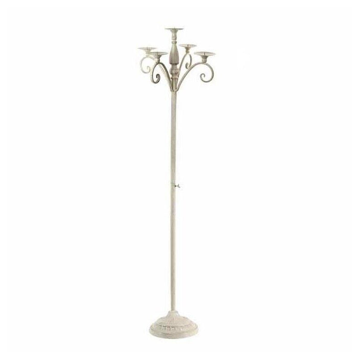 PIANTANA A CANDELABRO CON 5LUCI 37X37X15 CM IN METALLO BIANCO SHABBY