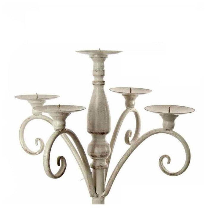 PIANTANA A CANDELABRO CON 5LUCI 37X37X15 CM IN METALLO BIANCO SHABBY