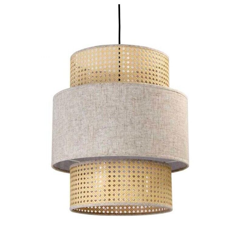 LAMPADARIO STILE INDUSTRIAL LINO 40X44,5 CM CON PARALUME CREMA E BIANCO