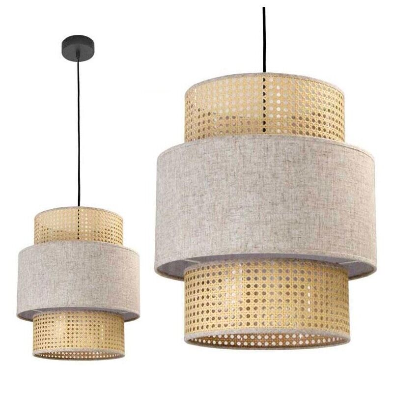 LAMPADARIO STILE INDUSTRIAL LINO 40X44,5 CM CON PARALUME CREMA E BIANCO