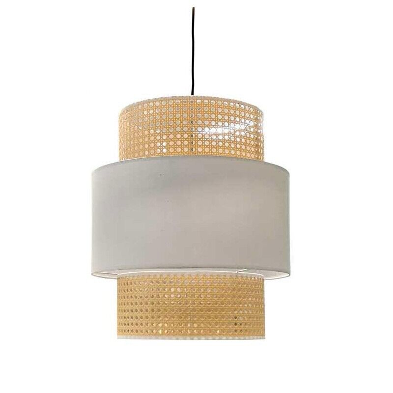 LAMPADARIO STILE INDUSTRIAL 40X44 CM CON PARALUME CREMA E BIANCO