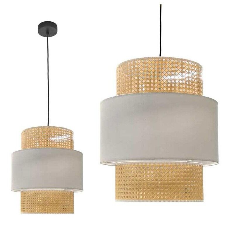 LAMPADARIO STILE INDUSTRIAL 40X44 CM CON PARALUME CREMA E BIANCO