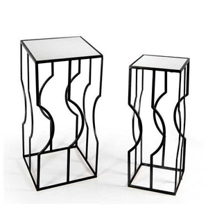 SET DI 2 TAVOLINI IN METALLO NERO DA 70 E 65 DAL DESIGN MODERNO