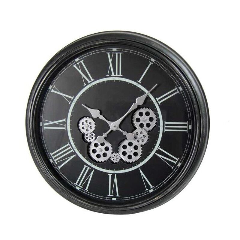 OROLOGIO TONDO DA PARETE CON DESIGN CLASSICO IN COLORE NERO 58.5X58.5X5.5 CM