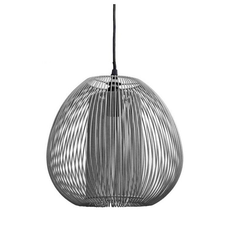 LAMPADARIO A CADUTA CON PARALUME IN VIMINI 27.5X175 CM GRIGIO