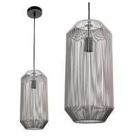 LAMPADARIO A CADUTA CON PARALUME IN VIMINI ALLUNGATO 20,5X190CM TORTORA