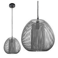 LAMPADARIO A CADUTA CON PARALUME IN VIMINI 27.5X175 CM GRIGIO