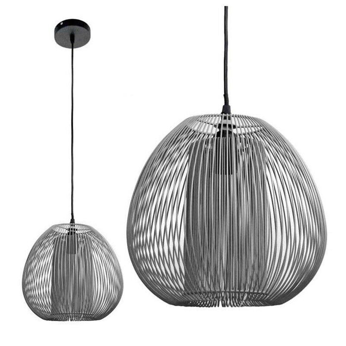 LAMPADARIO A CADUTA CON PARALUME IN VIMINI 27.5X175 CM GRIGIO