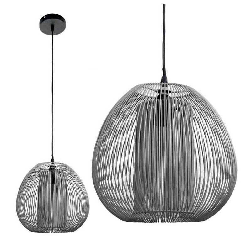 LAMPADARIO A CADUTA CON PARALUME IN VIMINI 27.5X175 CM GRIGIO