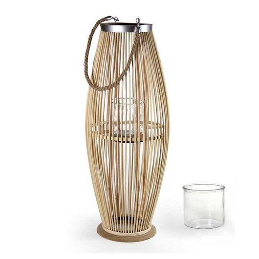 LANTERNA IN VIMINI CON MANICO 29X29X59CM IN COLORE LEGNO NATURALE