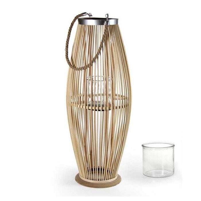 LANTERNA IN VIMINI CON MANICO 29X29X59CM IN COLORE LEGNO NATURALE