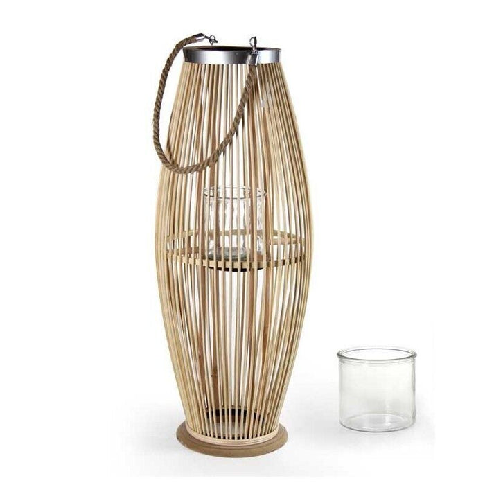 LANTERNA IN VIMINI CON MANICO 32X32X82CM IN COLORE LEGNO NATURALE