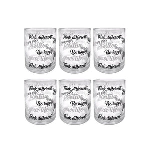 MAURY'S SET 6 DI BICCHIERI IN VETRO ENJOY PER ACQUA CON SCRITTE NERE