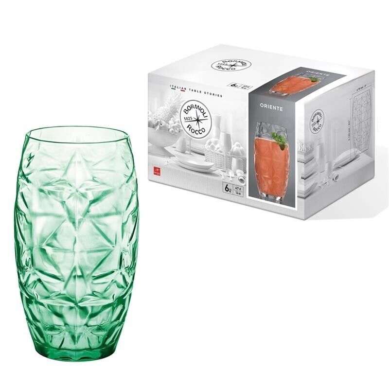 BORMIOLI ROCCO BICCHIERI ORIENTE COOL GREEN IN SET DA 6 PEZZI DA 47 CL