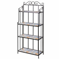 TUSCANY ANGOLIERA RETTANGOLARE IN FERRO BATTUTO EFFETTO MOSAICO 4 RIPIANI 41 X 28 X H131 CM