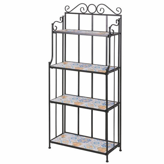 TUSCANY ANGOLIERA RETTANGOLARE IN FERRO BATTUTO EFFETTO MOSAICO 4 RIPIANI 41 X 28 X H131 CM