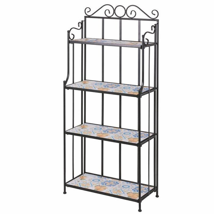 TUSCANY ANGOLIERA RETTANGOLARE IN FERRO BATTUTO EFFETTO MOSAICO 4 RIPIANI 41 X 28 X H131 CM