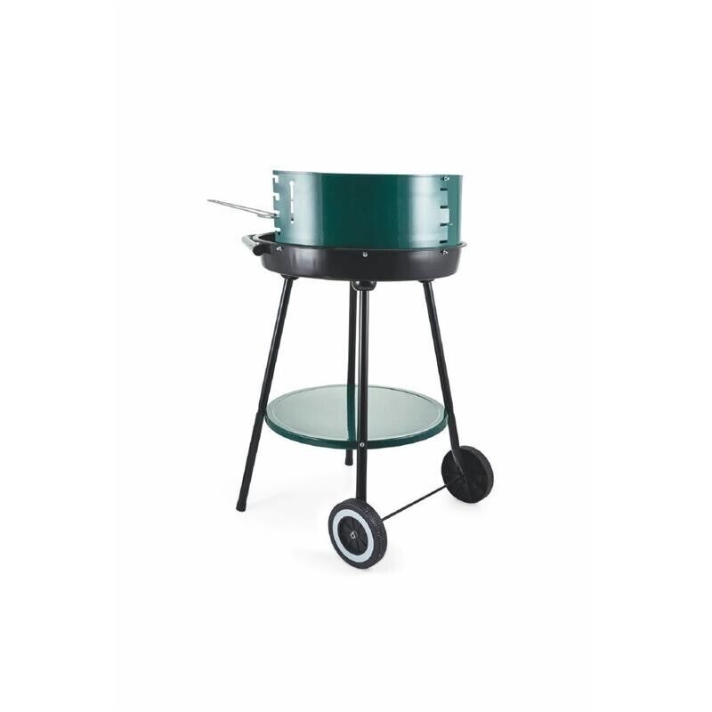 BARBECUE CON RUOTE ROTONDO IN METALLO E ACCIAIO INOX 51X84.5 CM