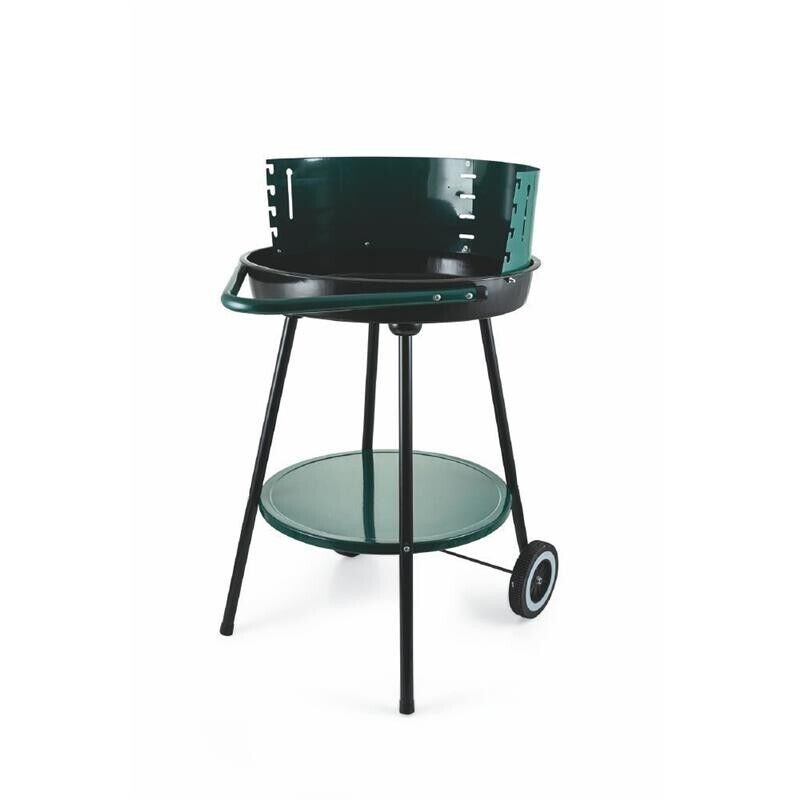 BARBECUE CON RUOTE ROTONDO IN METALLO E ACCIAIO INOX 51X84.5 CM