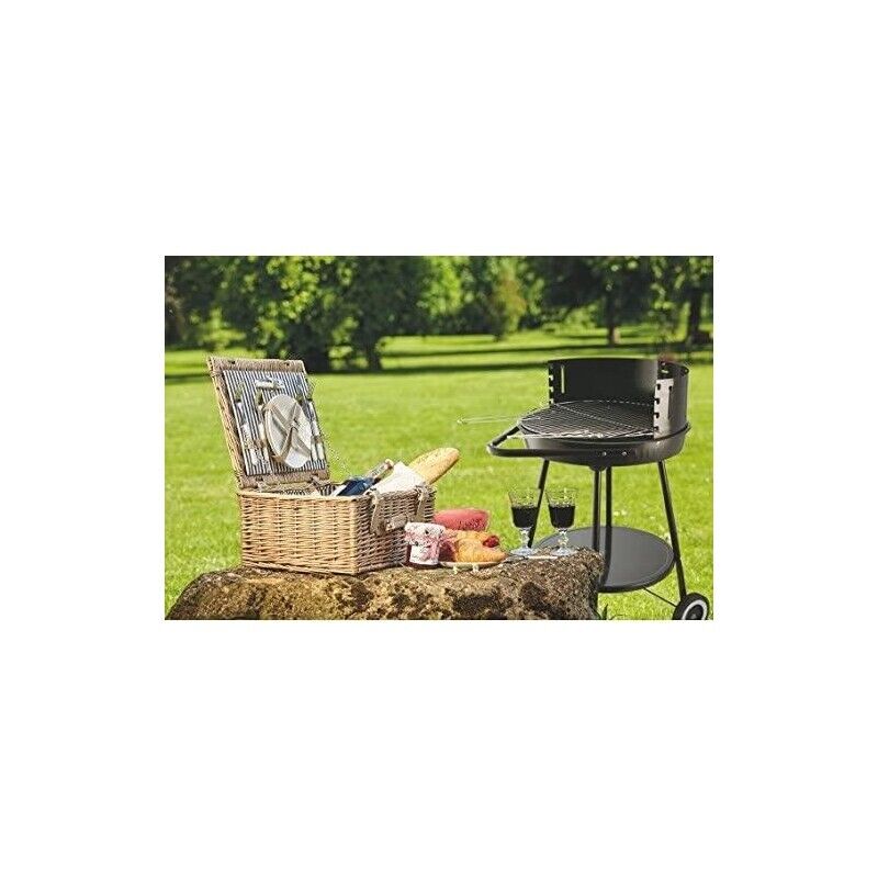 BARBECUE CON RUOTE ROTONDO IN METALLO E ACCIAIO INOX 51X84.5 CM