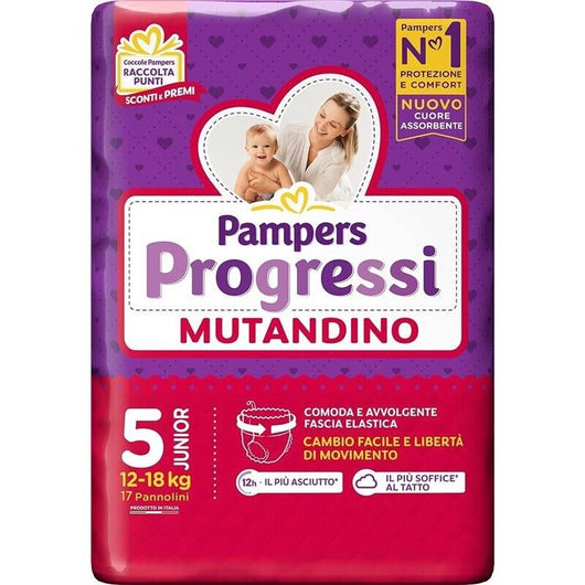 PANNOLINI PAMPERS PROGRESSI MUTANDINO 68 PEZZI NEW JUNIOR TAGLIA 5