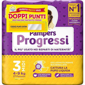 PANNOLINI PAMPERS PROGRESSI MUTANDINO 27 PEZZI NEW MIDI TAGLIA 3