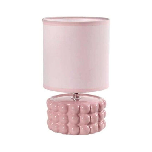 LAMPADA LUMETTO DA TAVOLO CON BASE IN CERAMICA EFFETTO BUBBLE 15X25 CM ROSA