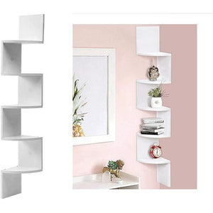 MAURY'S MENSOLA ANGOLARE DA PARETE IN LEGNO BIANCO CON 5 RIPIANI