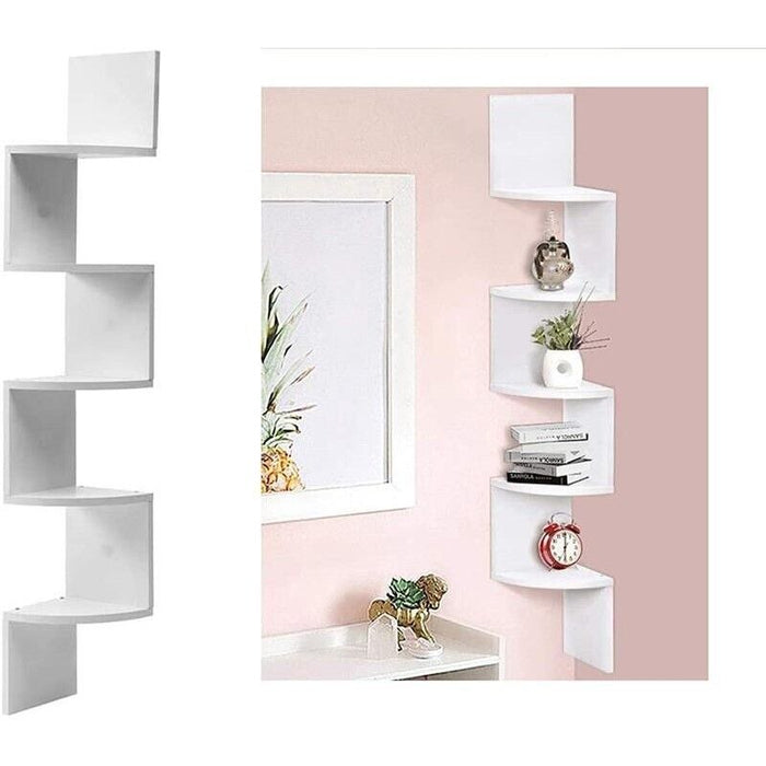 MAURY'S MENSOLA ANGOLARE DA PARETE IN LEGNO BIANCO CON 5 RIPIANI
