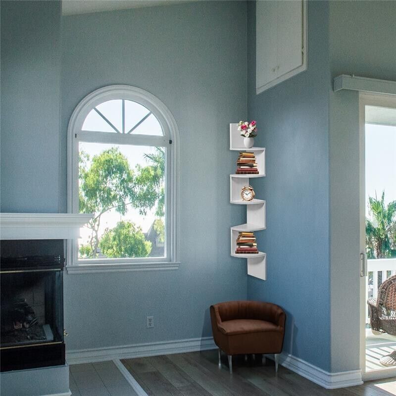 MAURY'S MENSOLA ANGOLARE IN LEGNO CON 4 RIPIANI 19X19X123 CM COLORE BIANCO