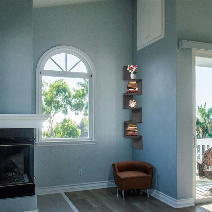 MAURY'S MENSOLA ANGOLARE IN LEGNO CON 4 RIPIANI 19X19X123 CM COLORE WENGÈ