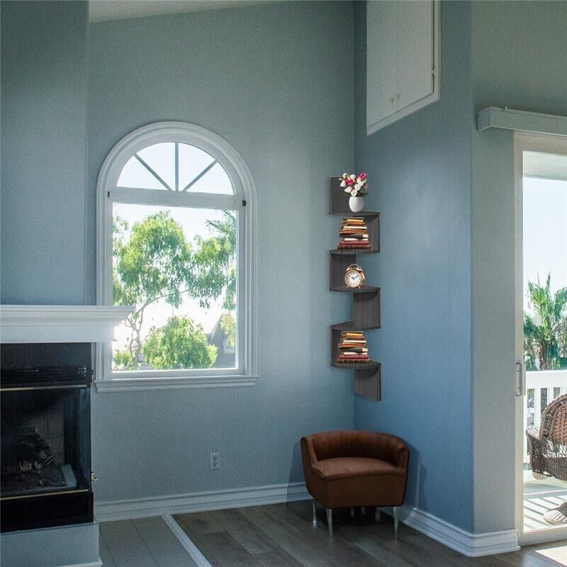 MAURY'S MENSOLA ANGOLARE IN LEGNO CON 4 RIPIANI 19X19X123 CM COLORE WENGÈ