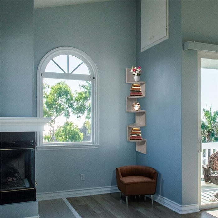 MAURY'S MENSOLA ANGOLARE IN LEGNO CON 4 RIPIANI 19X19X123 CM COLORE ROVERE