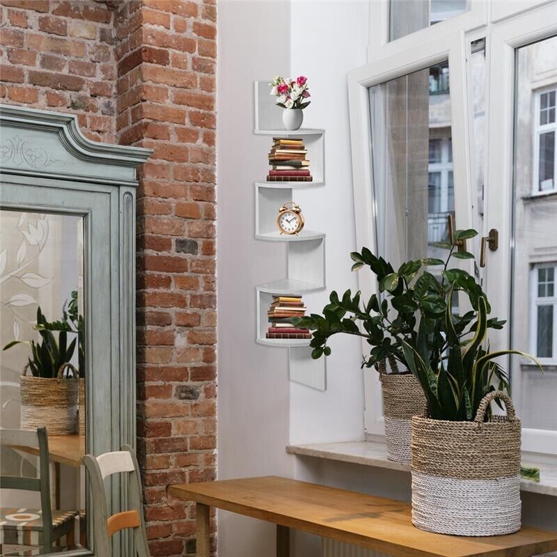 MAURY'S MENSOLA ANGOLARE IN LEGNO CON 4 RIPIANI 19X19X123 CM COLORE BIANCO