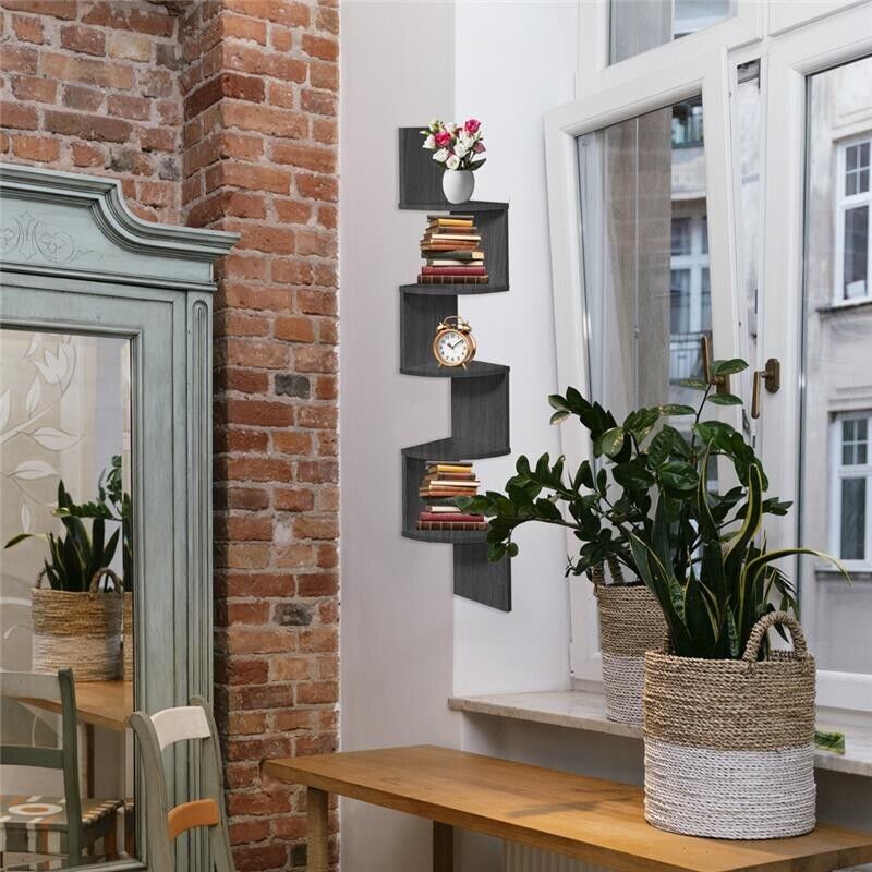 MAURY'S MENSOLA ANGOLARE IN LEGNO CON 4 RIPIANI 19X19X123 CM COLORE WENGÈ