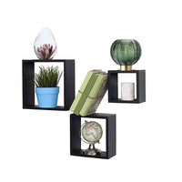 SET 3 PENSILI QUADRATI IN LEGNO DA PARETE IN TRE MISURE CON FINITURA NERA