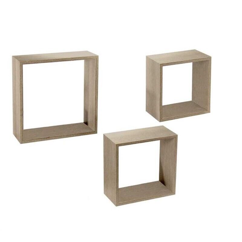 MAURY'S 3 PENSILI QUADRATI IN LEGNO DA PARETE IN TRE MISURE CON FINITURA ROVERE