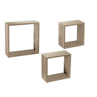 MAURY'S 3 PENSILI QUADRATI IN LEGNO DA PARETE IN TRE MISURE CON FINITURA ROVERE