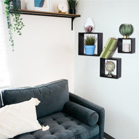 SET 3 PENSILI QUADRATI IN LEGNO DA PARETE IN TRE MISURE CON FINITURA NERA